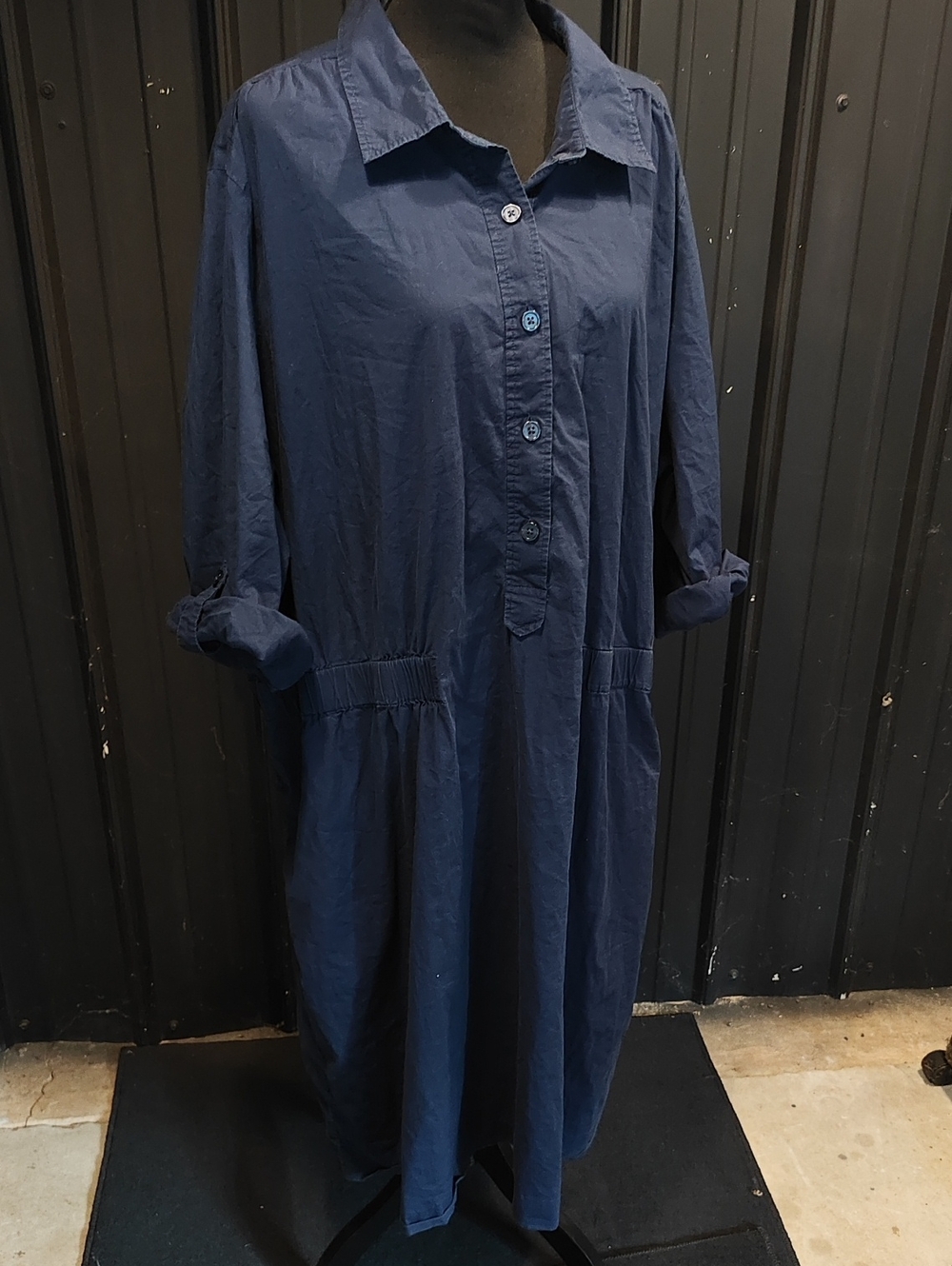 Old Navy Navy Button-Front Midi Shirt Dress